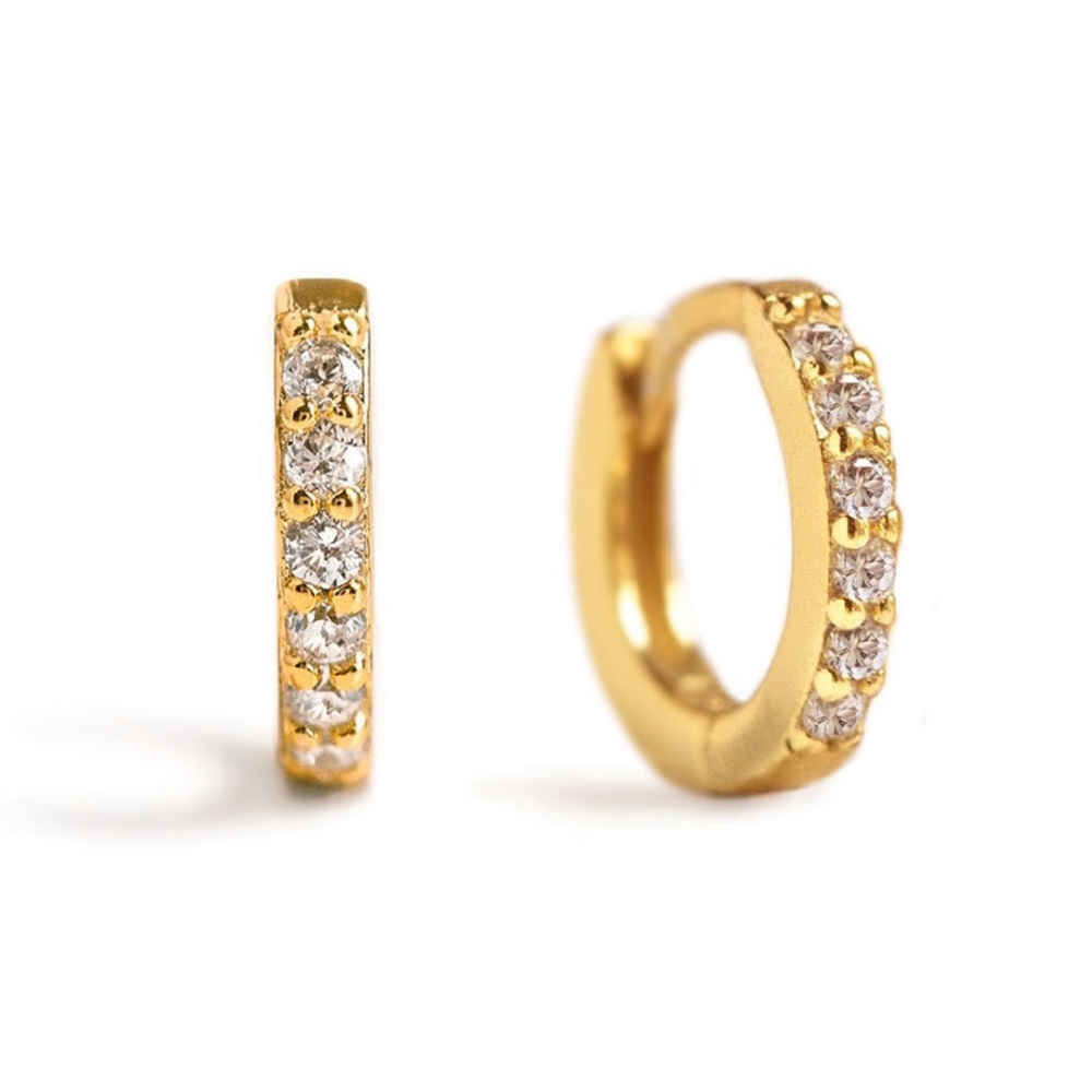 Last 1! 14k Gold Cubic Zirconia Huggie Hoops - Picture 2 of 9
